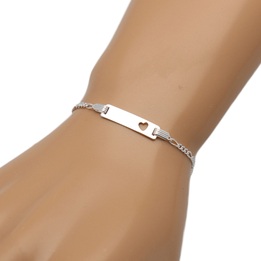 Bransoletka dziecięca srebrna figaro z blaszką 17cm 925 dzień dziecka KOMUNIA