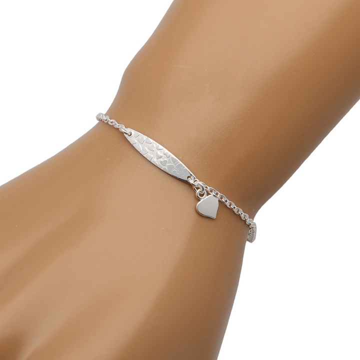 Bransoletka srebrna ankier z blaszką 19cm 925