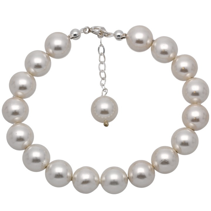 Bransoletka z pereł shell pearls białe kule 10mm