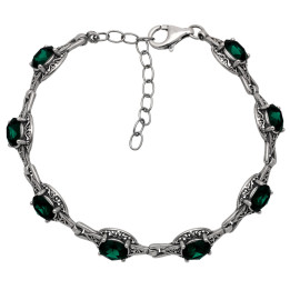 Bransoletka srebrna swarovski zielony srebro 925