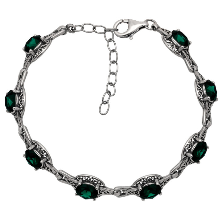 Bransoletka srebrna swarovski zielony srebro 925