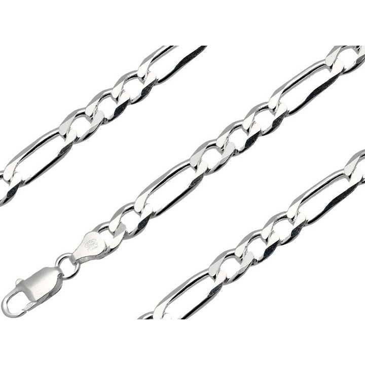 Bransoletka srebrna figaro 21cm 7.3mm 925