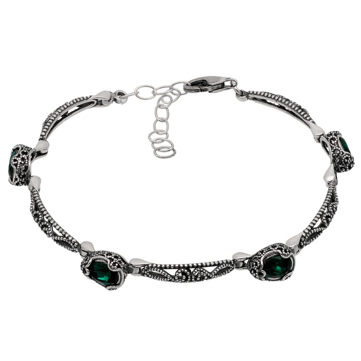 Bransoletka srebrna swarovski zielony srebro 925