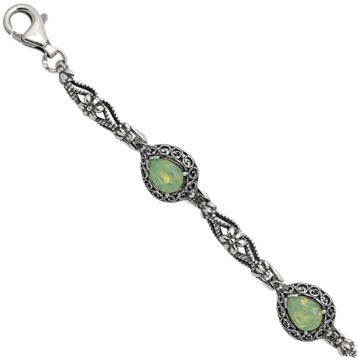 Bransoletka srebrna swarovski miętowy 925