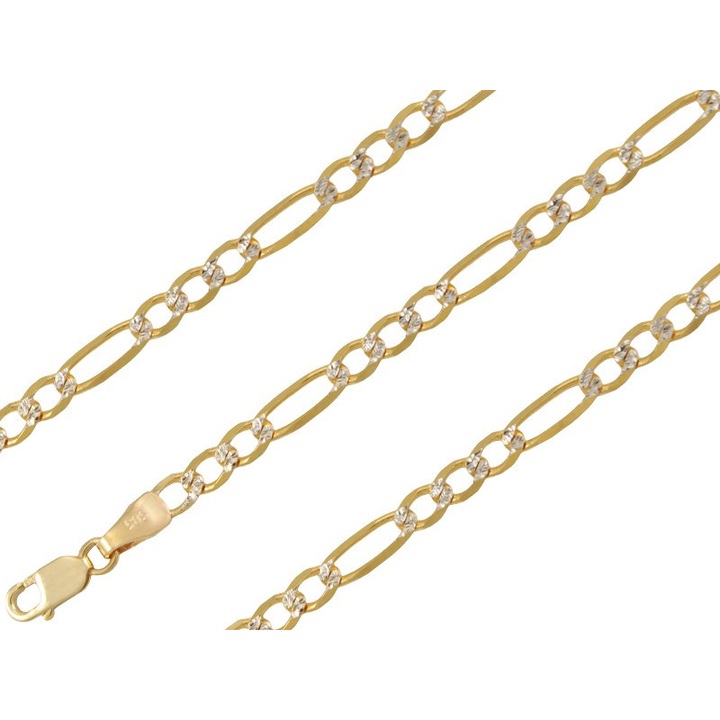 Łańcuszek złoty figaro 50cm 3.4mm rodowane złoto pr.585