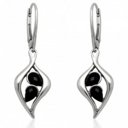 Kolczyki srebrne z czarnymi...