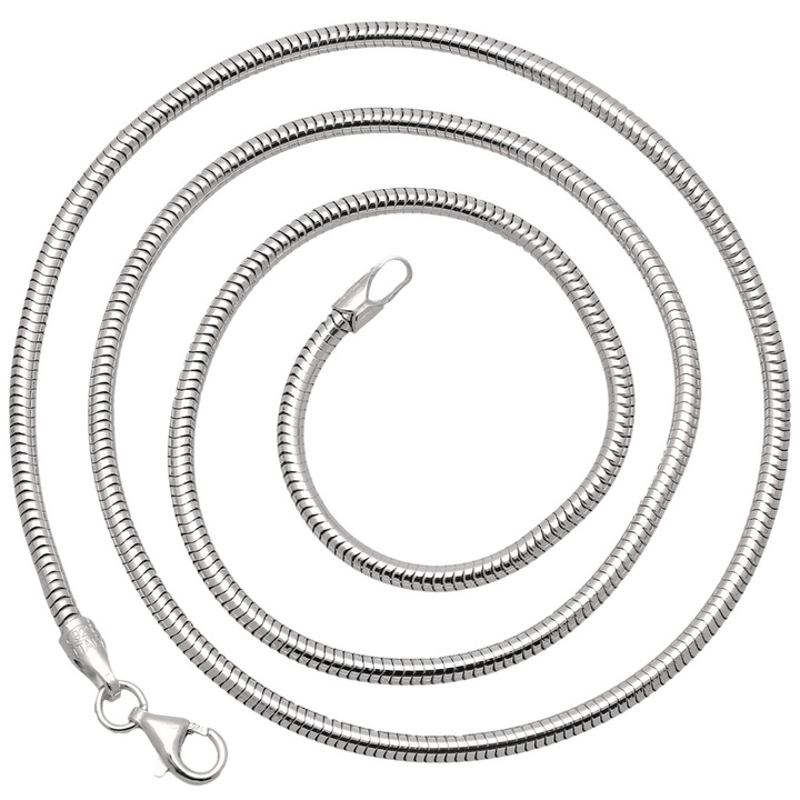 Łańcuszek srebrny DAMSKI ŻMIJKA GRUBA linka okrągła 75cm 2.4mm 925
