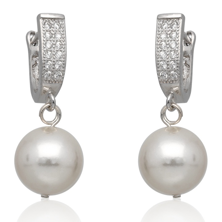Kolczyki srebrne kule shell pearls pr.925