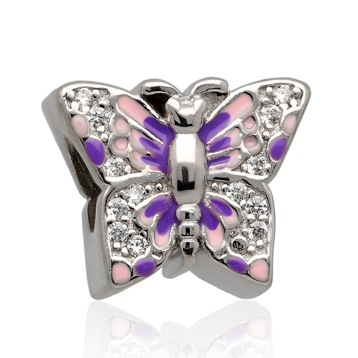 Wisiorek srebrny modułowy beads motyl 925