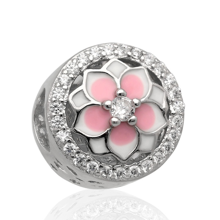 Wisiorek srebrny modułowy beads kwiatek 925