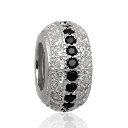 Wisiorek srebrny modułowy beads z cyrkoniami 925