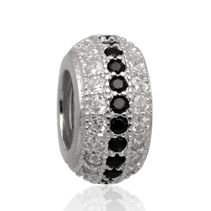 Wisiorek srebrny modułowy beads z cyrkoniami 925