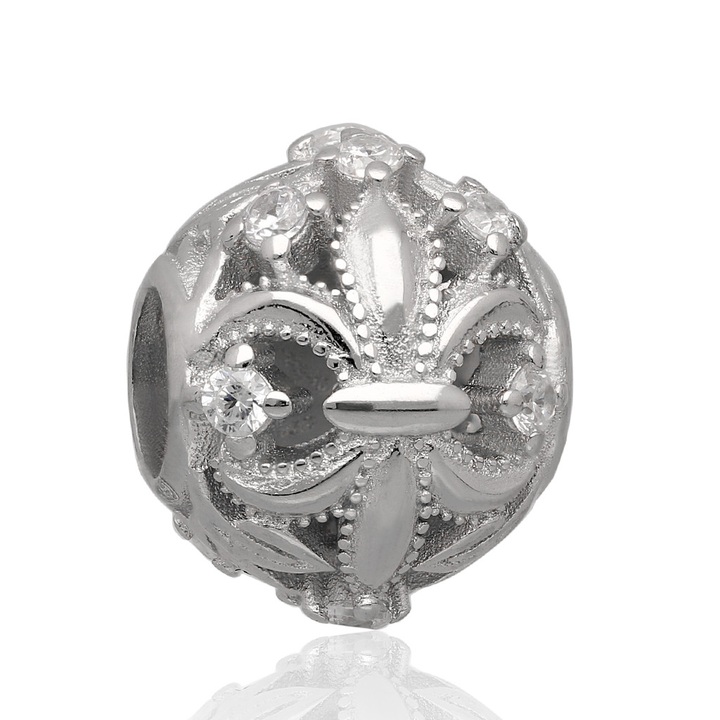 Wisiorek srebrny modułowy beads z cyrkoniami 925