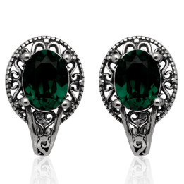 Kolczyki srebrne swarovski zielone pr.925