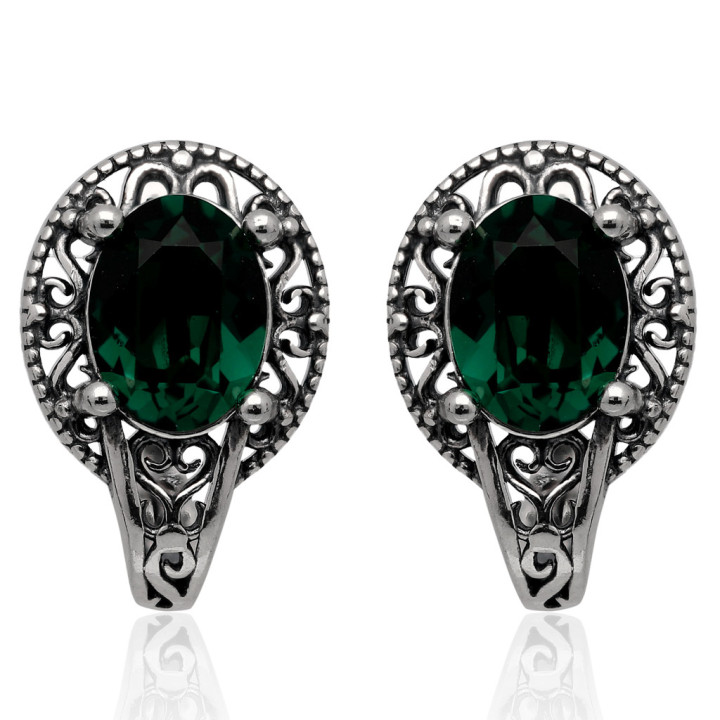 Kolczyki srebrne swarovski zielone pr.925