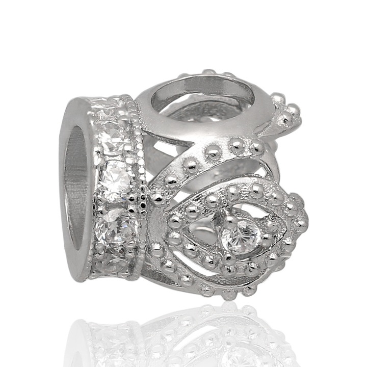 Wisiorek srebrny modułowy beads korona 925