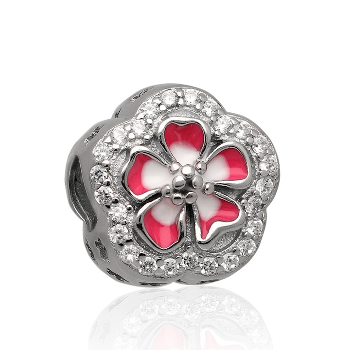 Wisiorek srebrny modułowy beads kwiatek 925