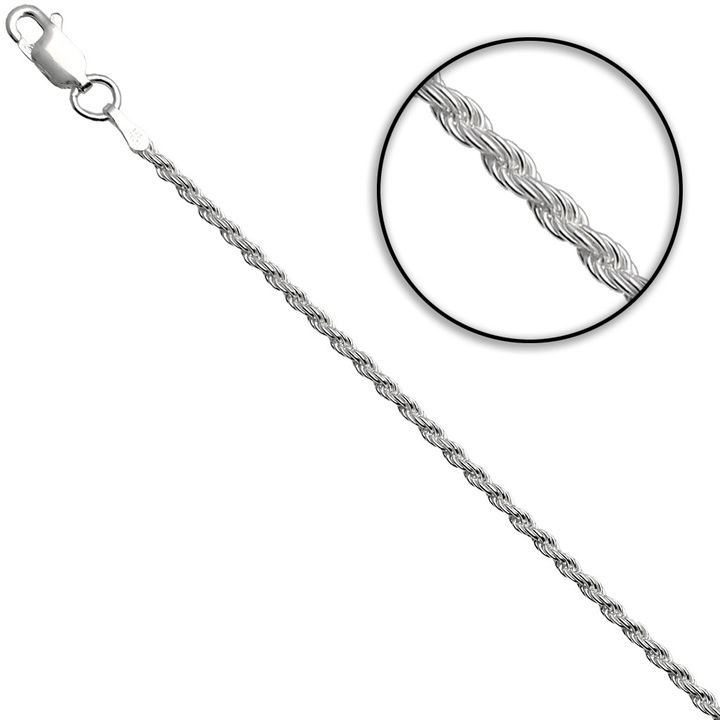 Bransoletka srebrna kordel 19cm 2mm 925