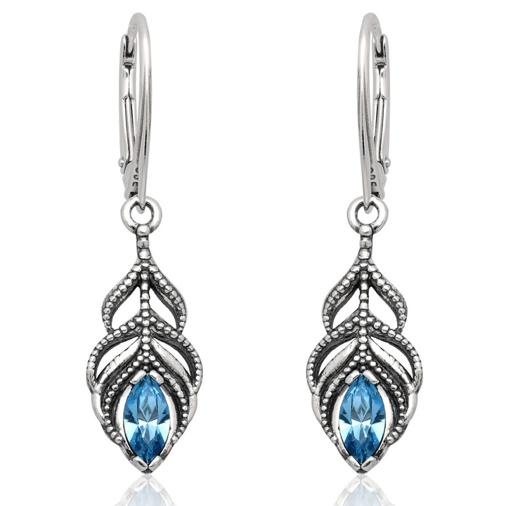 Kolczyki srebrne swarovski turkusowe pr.925