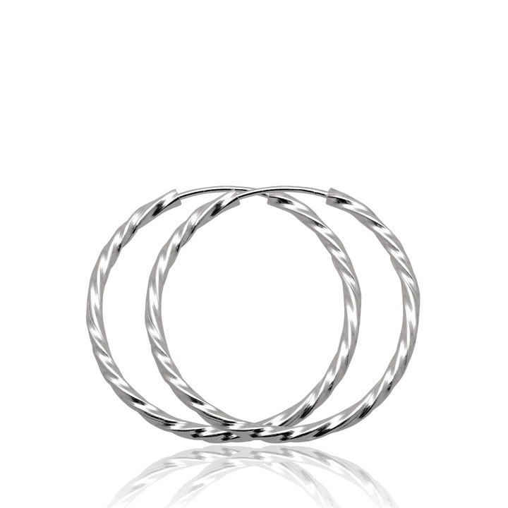 Kolczyki srebrne kółka 30mm skręcane koła pr.925