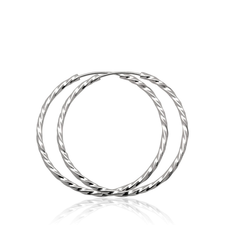 Kolczyki srebrne kółka 40mm skręcane koła pr.925