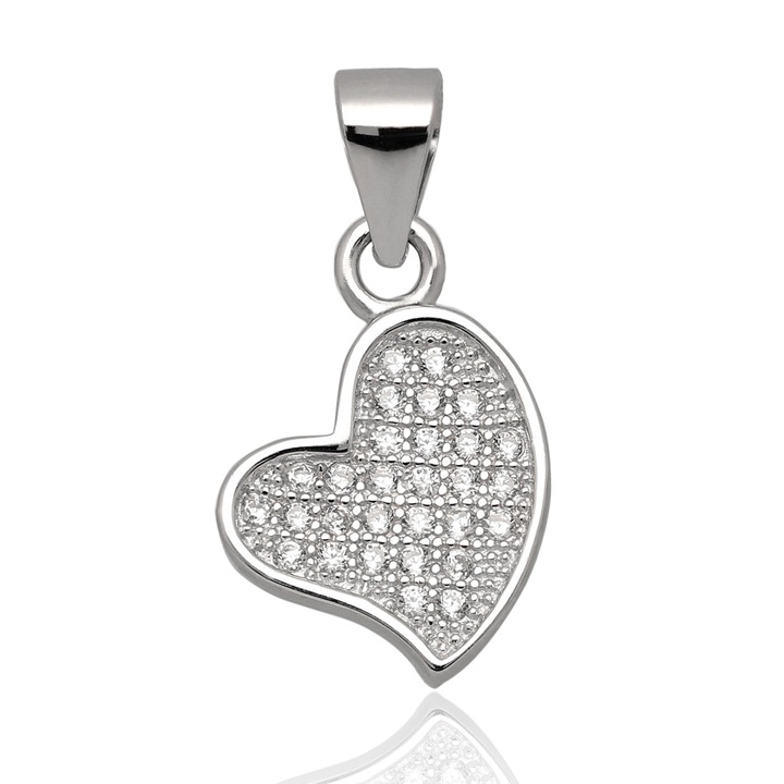 Wisiorek srebrny z cyrkoniami serce crystal 925