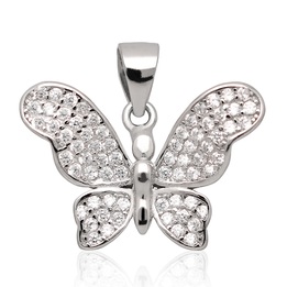 Wisiorek srebrny z cyrkoniami motyl crystal 925