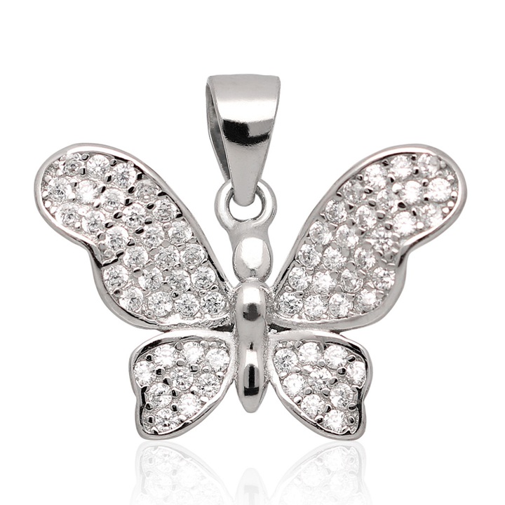 Wisiorek srebrny z cyrkoniami motyl crystal 925