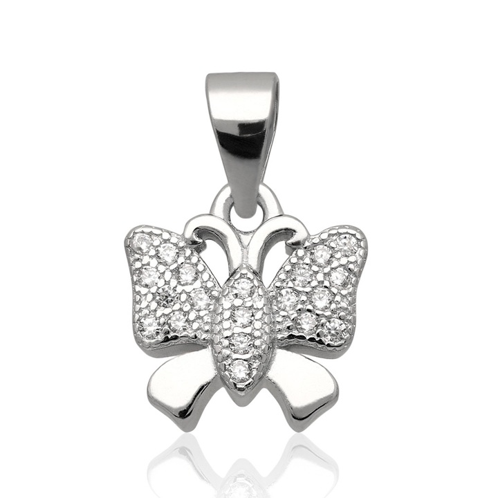 Wisiorek srebrny z cyrkoniami motyl crystal 925