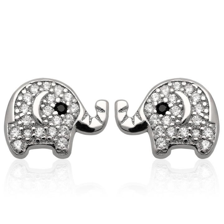 Kolczyki srebrne z cyrkoniami słoniki pr.925
