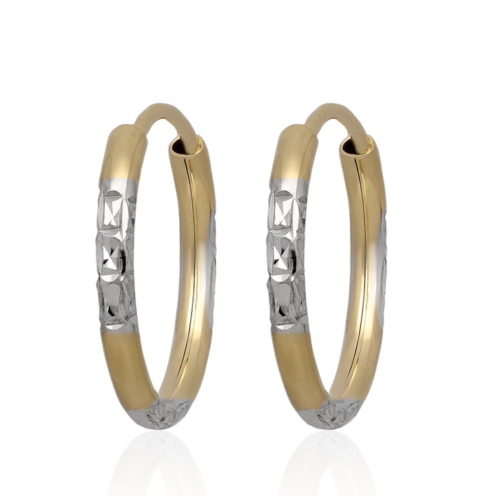 Kolczyki złote KÓŁKA 12mm diamentowane KOŁA kółeczka BIAŁE ZŁOTO 585