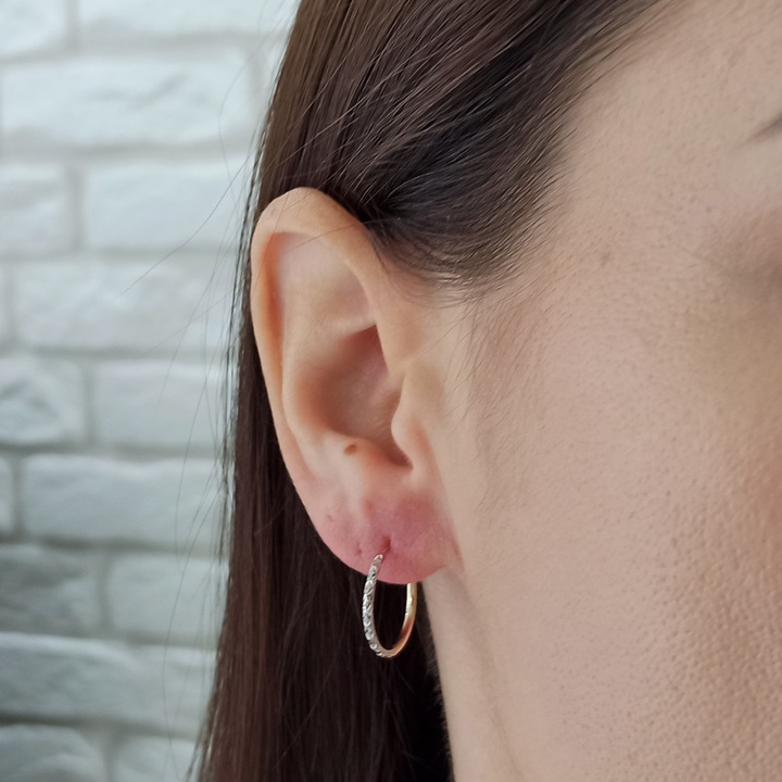 Kolczyki złote KÓŁKA 15mm diamentowane KOŁA kółeczka BIAŁE ZŁOTO 585