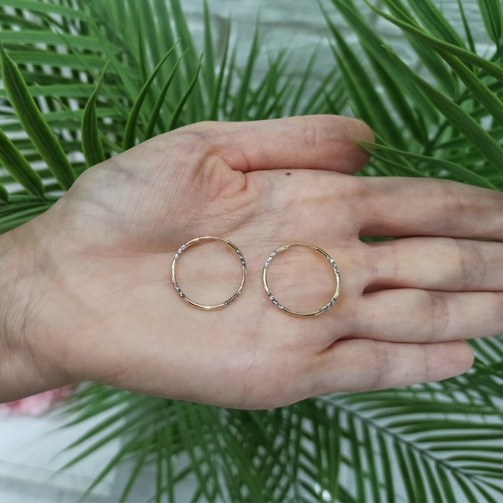 Kolczyki złote KÓŁKA 20mm diamentowane KOŁA kółeczka BIAŁE ZŁOTO 585