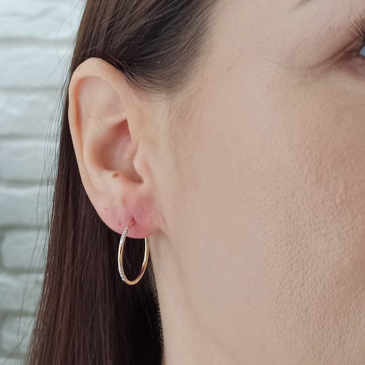 Kolczyki złote KÓŁKA 20mm diamentowane KOŁA kółeczka BIAŁE ZŁOTO 585