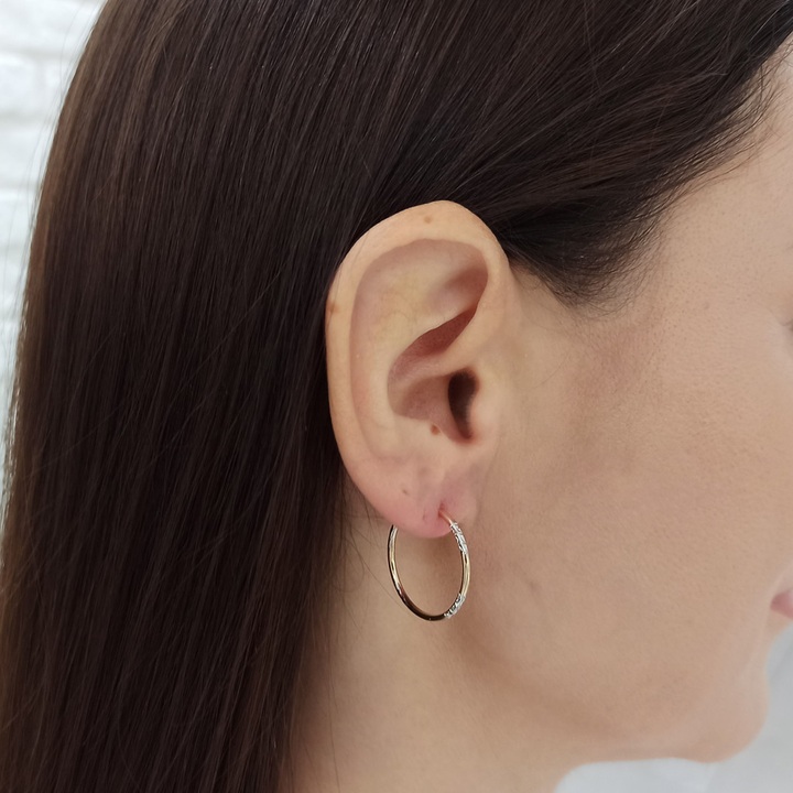 Kolczyki złote KÓŁKA 20mm diamentowane KOŁA kółeczka BIAŁE ZŁOTO 585