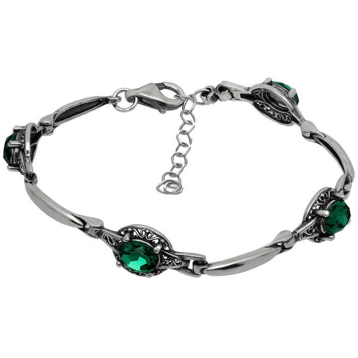 Bransoletka srebrna swarovski zielony srebro 925