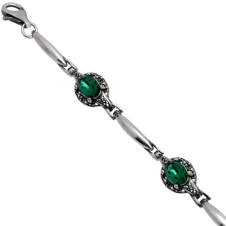 Bransoletka srebrna swarovski zielony srebro 925