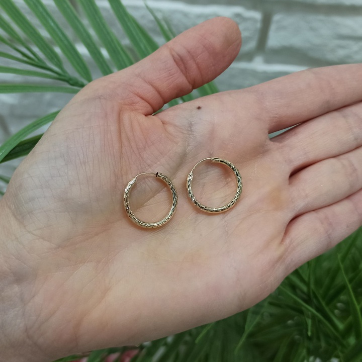 Kolczyki złote KÓŁKA 15mm diamentowane KOŁA kółeczka ZŁOTO 585