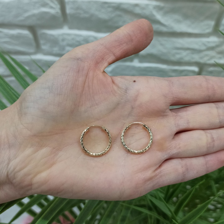 Kolczyki złote KÓŁKA 15mm diamentowane KOŁA kółeczka ZŁOTO 585