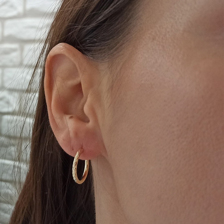 Kolczyki złote KÓŁKA 15mm diamentowane KOŁA kółeczka ZŁOTO 585