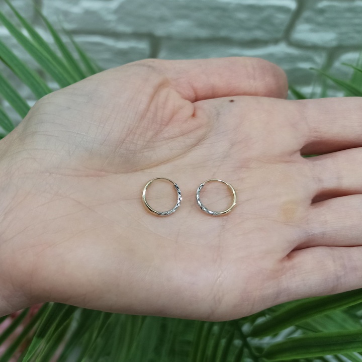 Kolczyki złote KÓŁKA 12mm diamentowane KOŁA kółeczka BIAŁE ZŁOTO 585
