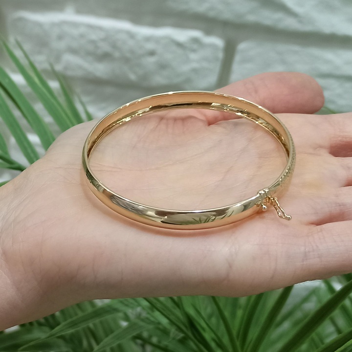 Bransoletka ZŁOTA damska SZTYWNA WŁOSKA diamentowana ZŁOTO 585 14K