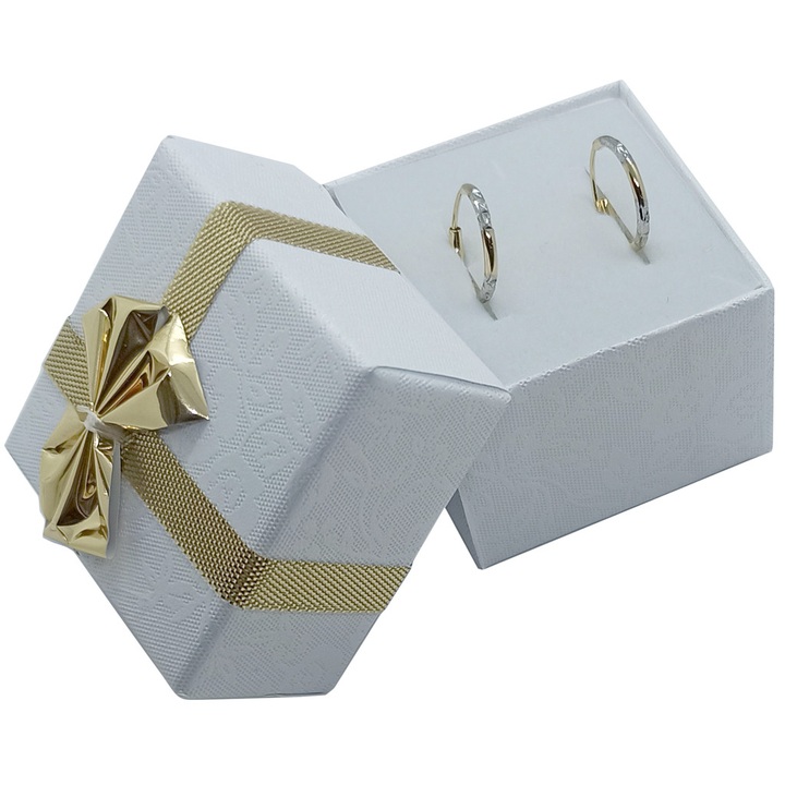Kolczyki złote KÓŁKA 12mm diamentowane KOŁA kółeczka BIAŁE ZŁOTO 585