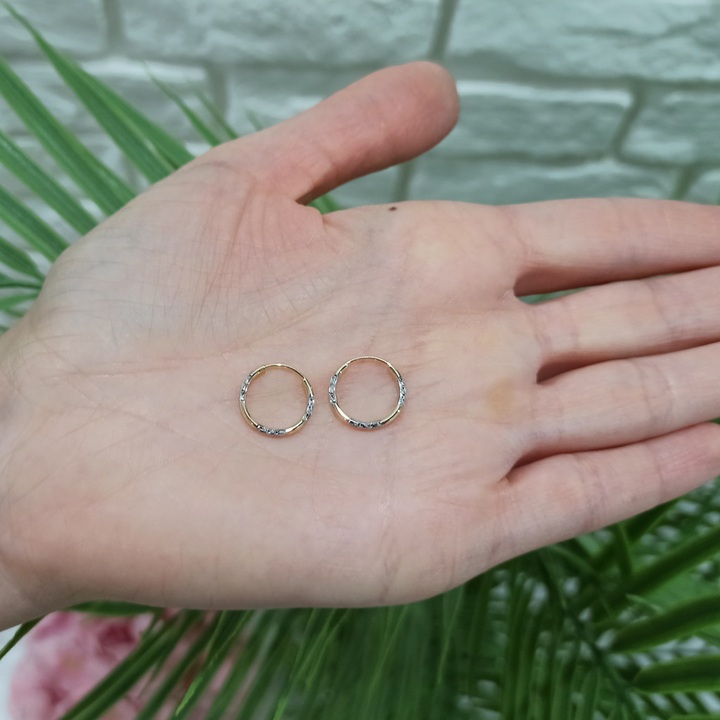 Kolczyki złote KÓŁKA 12mm diamentowane KOŁA kółeczka BIAŁE ZŁOTO 585