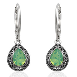 Kolczyki srebrne swarovski łezki miętowe pr.925
