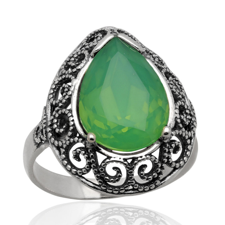 Pierścionek srebrny swarovski łezka pr.925