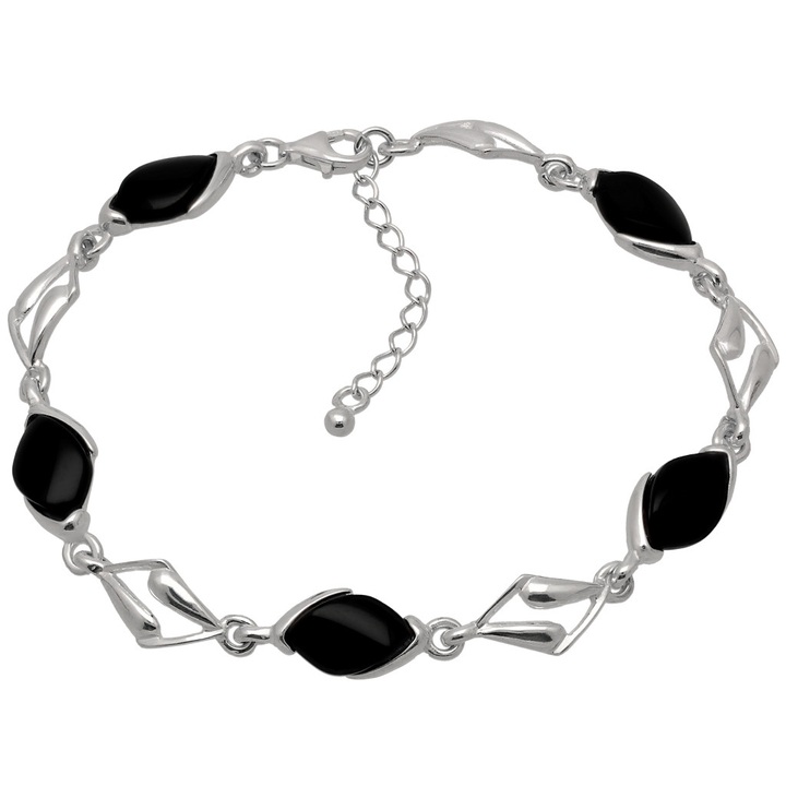 Bransoletka srebrna 19-22cm z onyksem srebro 925