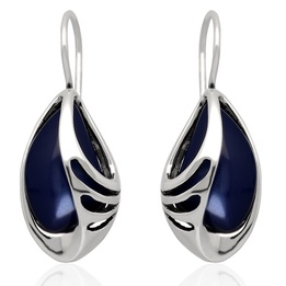 Kolczyki srebrne z masą perłową granatowe pr.925