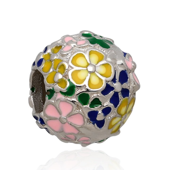 Wisiorek srebrny modułowy beads kwiatki 925