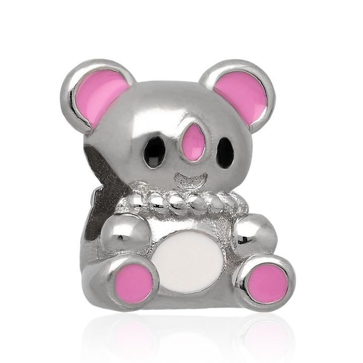 Wisiorek srebrny modułowy beads miś 925